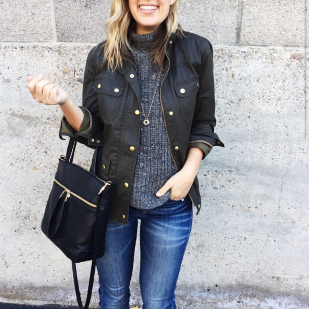 J Crew army green field jacket xs